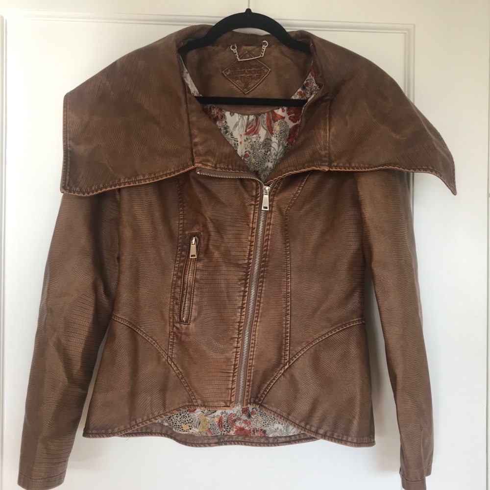 Vegan (faux leather) shawl jacket